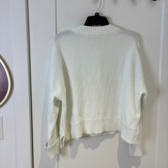 Quince White Cropped 100% Organic Cotton Cardigan Sweater Large - Picture 4 of 9